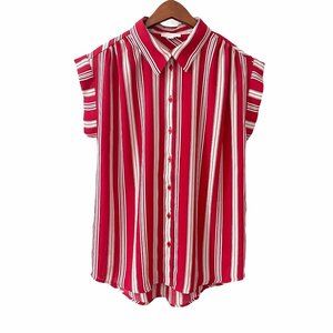 14th & Union Red Striped Button Up Blouse Size XS